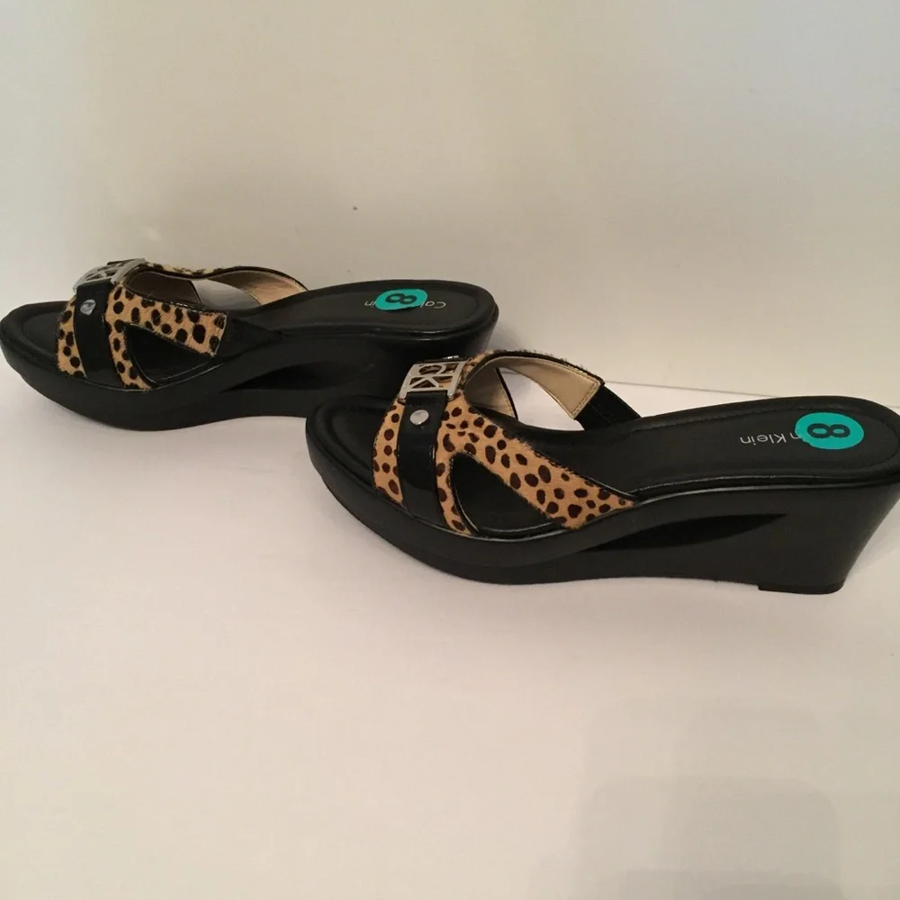 CALVIN KLEIN NEW SHOES PLATFORM BLACK TAN MISMATCH Size 7.5 & 8